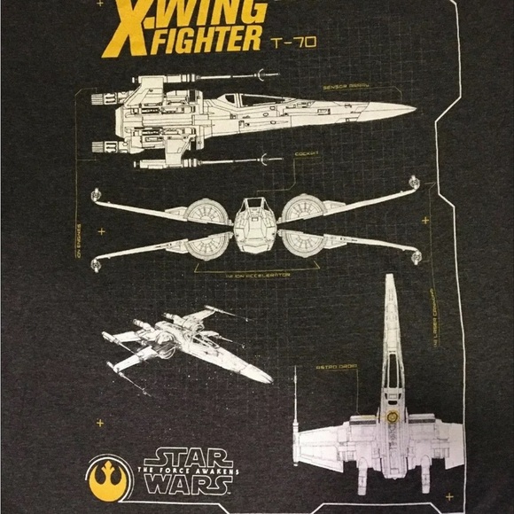 Star Wars X-Wing T-70 Force Awakens Short Sleeve T-Shirt Dark Gray Men's Size XL - Picture 2 of 6